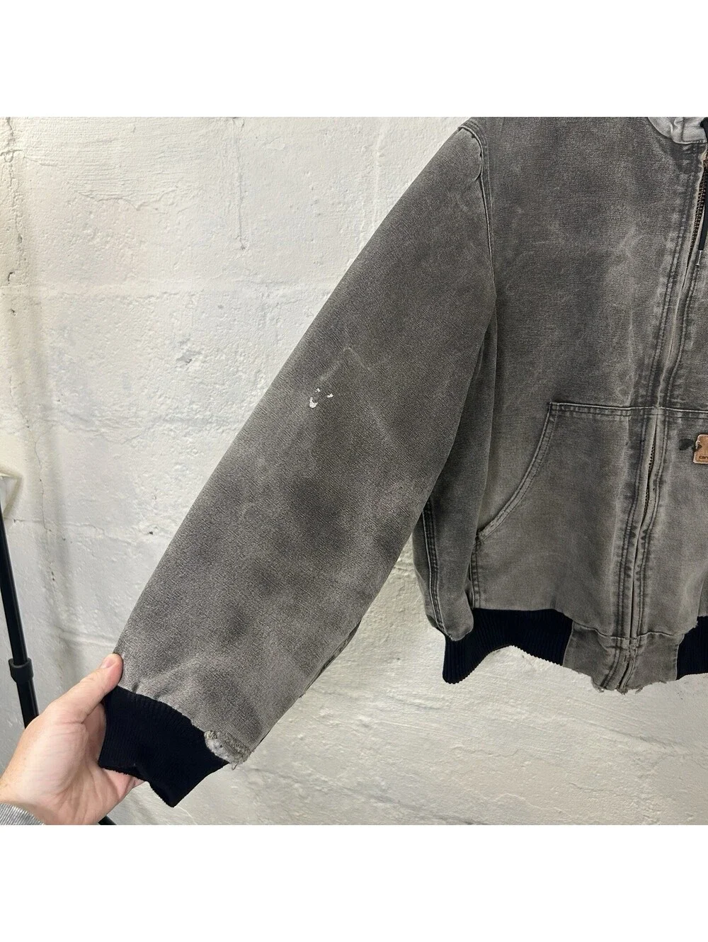 Vintage Faded Carhartt Quilted Hooded Active Jacket “Black”